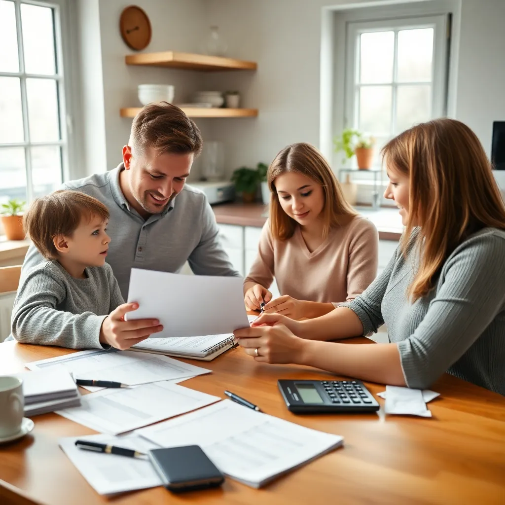 Nederlandse familie berekent maandelijkse uitgaven aan keukentafel