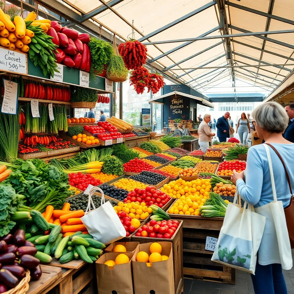 Nederlandse boerenmarkt met seizoensgebonden producten