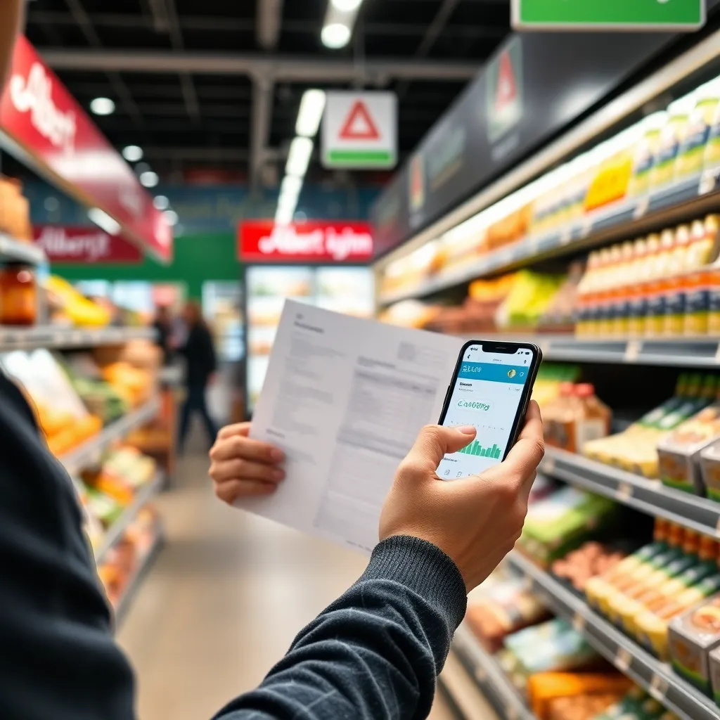 Persoon die rustig beleggingsplan bekijkt aan bureau met koffie